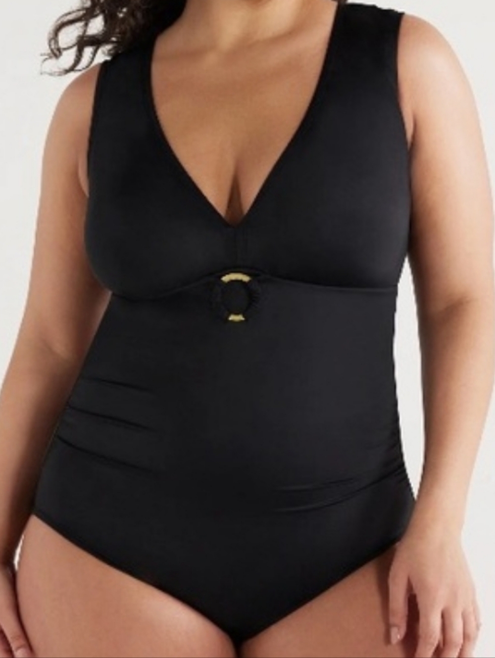 Classic Black V-Neck One-Piece Swimsuit